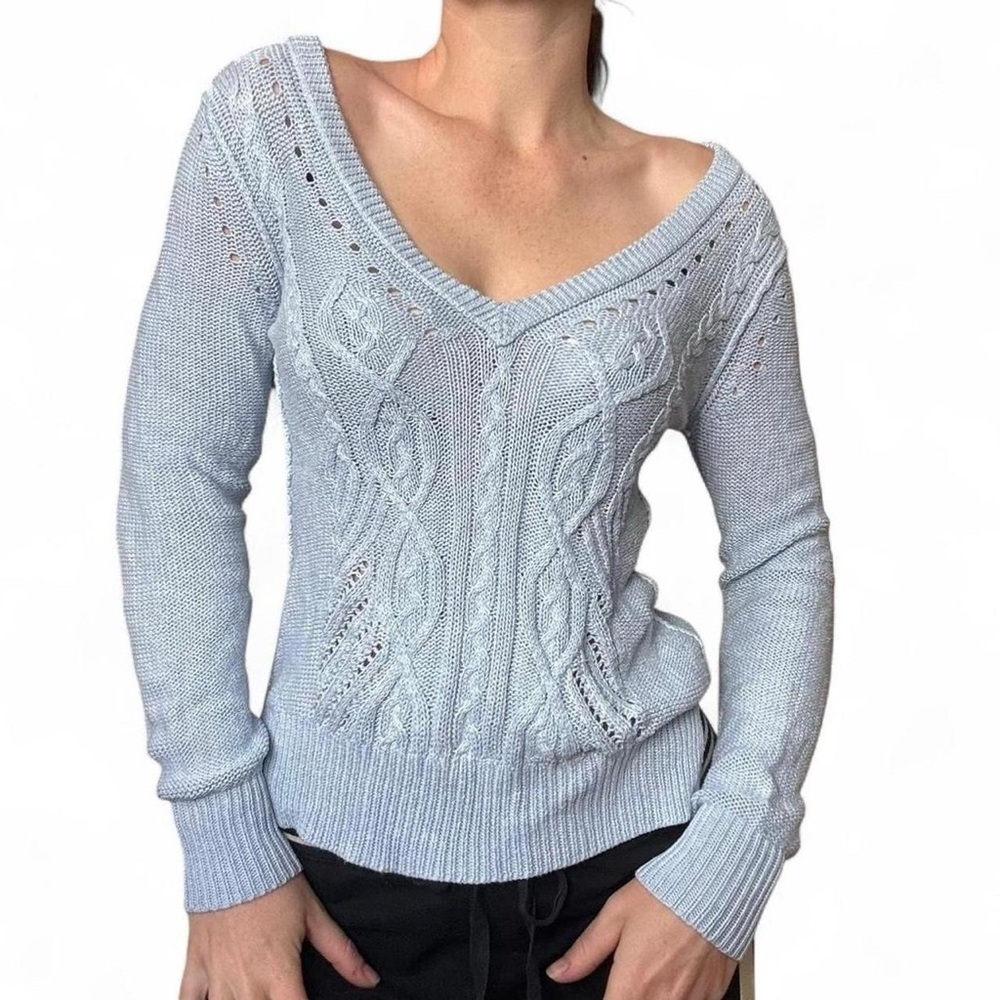 Banana republic Blue cotton Cable Knit Sweater